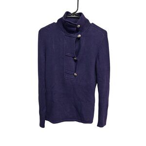 Lauren Ralph Lauren Purple High-Neck Button Sweater Size Small Cozy Timeless